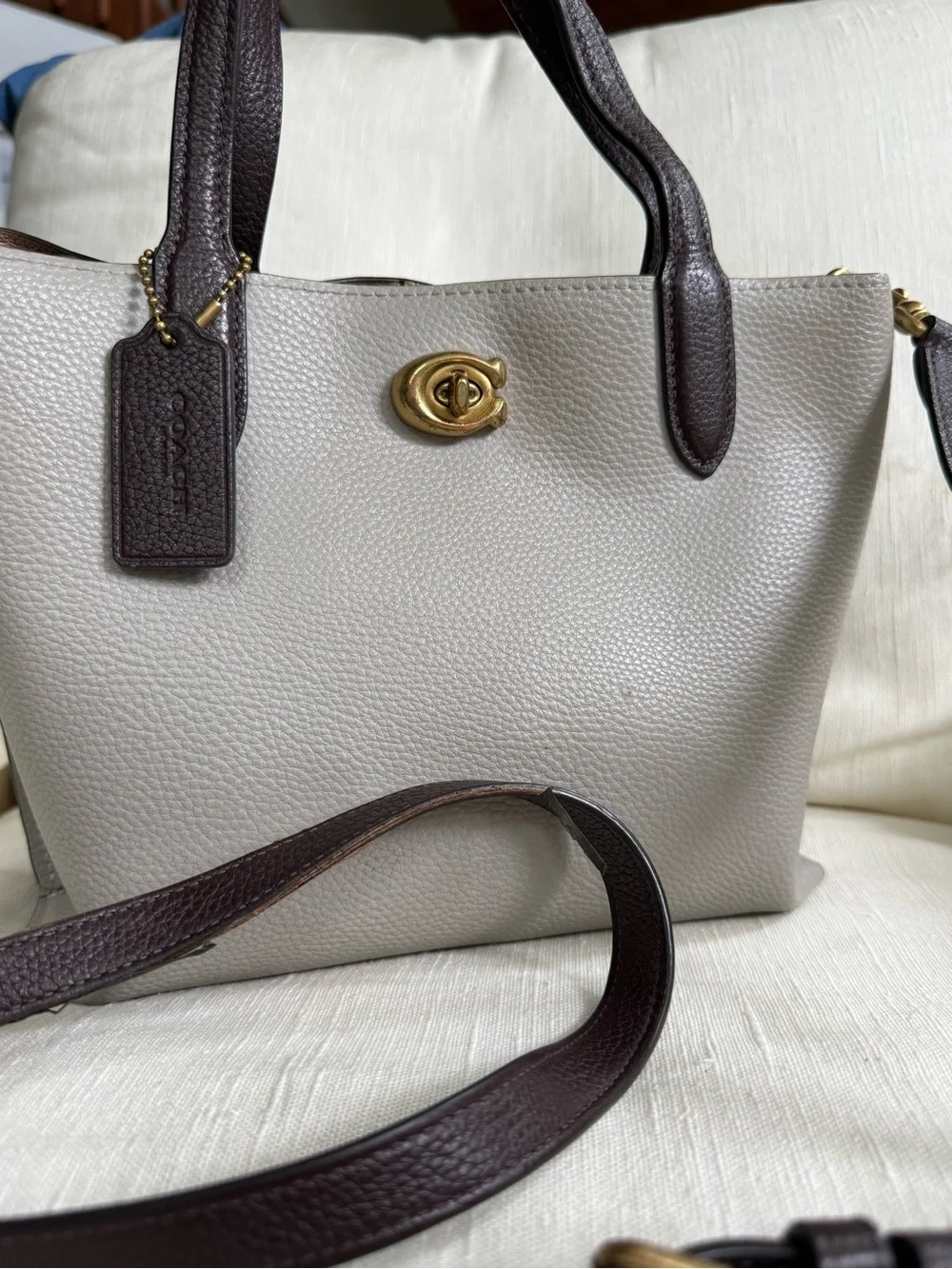 COACH Willow toys grey leather gold hardware